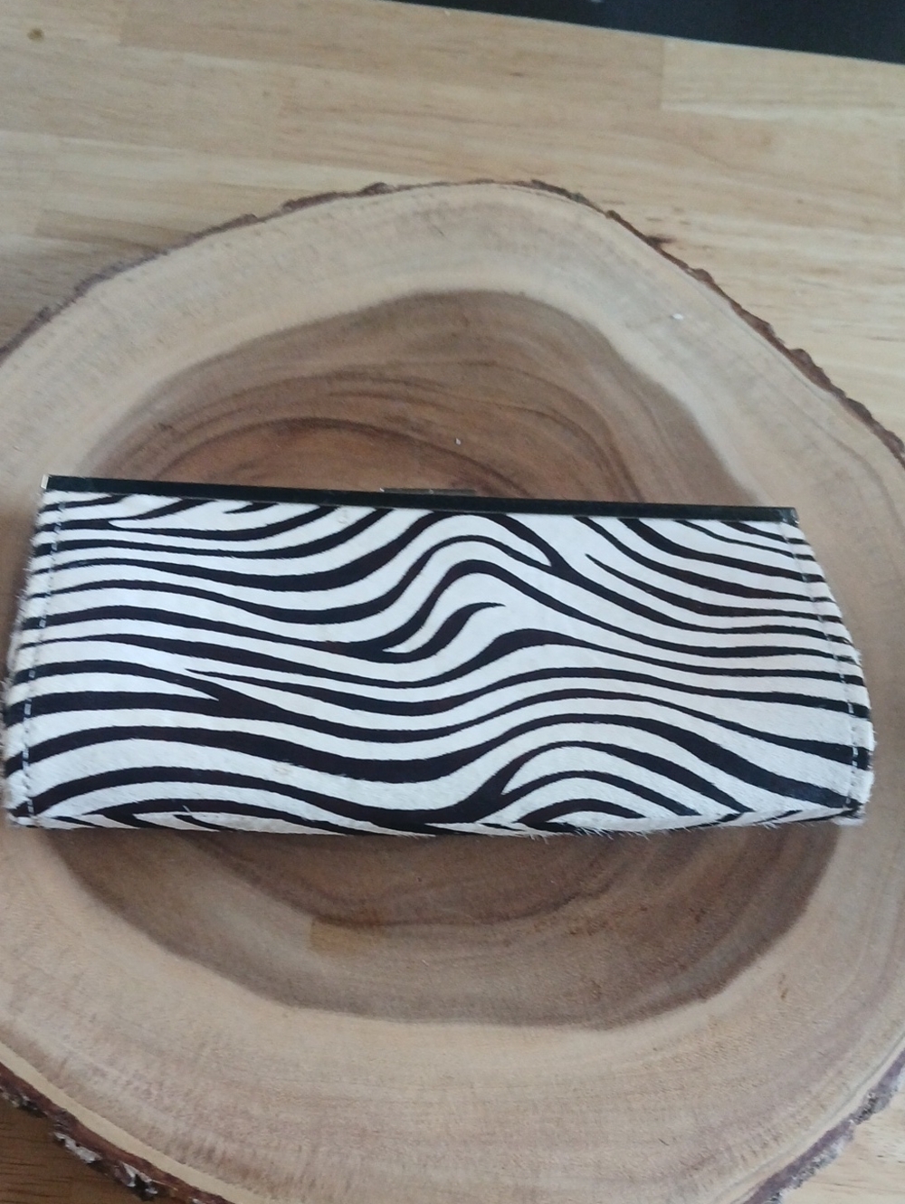 100% Leather Very Rare Steve Madden Vintage Zebra Print Clutch Silver Hardware